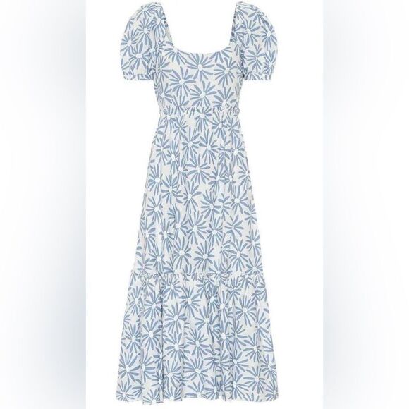 Polo Ralph Lauren Kai Floral Linen Midi Dress In Blue - Picture 6 of 9